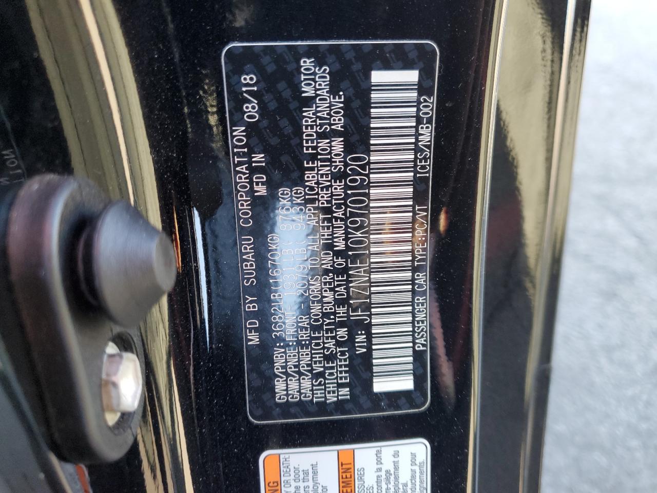 2019 Toyota GT86 VIN JF1ZNAE10K9701920 Copart auction photo, all over damage thumbnail 12