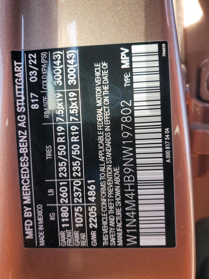 2022 Mercedes-Benz GLB VIN W1N4M4HB9NW197802 Copart auction photo, front end damage thumbnail 15