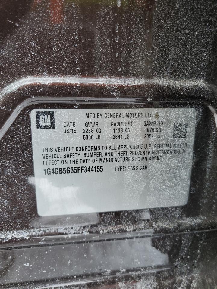 2015 Buick LaCrosse VIN 1G4GB5G35FF344155 Copart auction photo, front end damage thumbnail 14