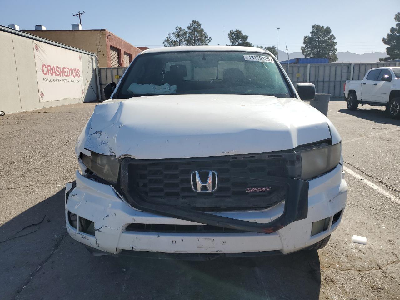 2013 Honda Ridgeline VIN 5FPYK1F71DB012602 Copart auction photo, front end damage thumbnail 5