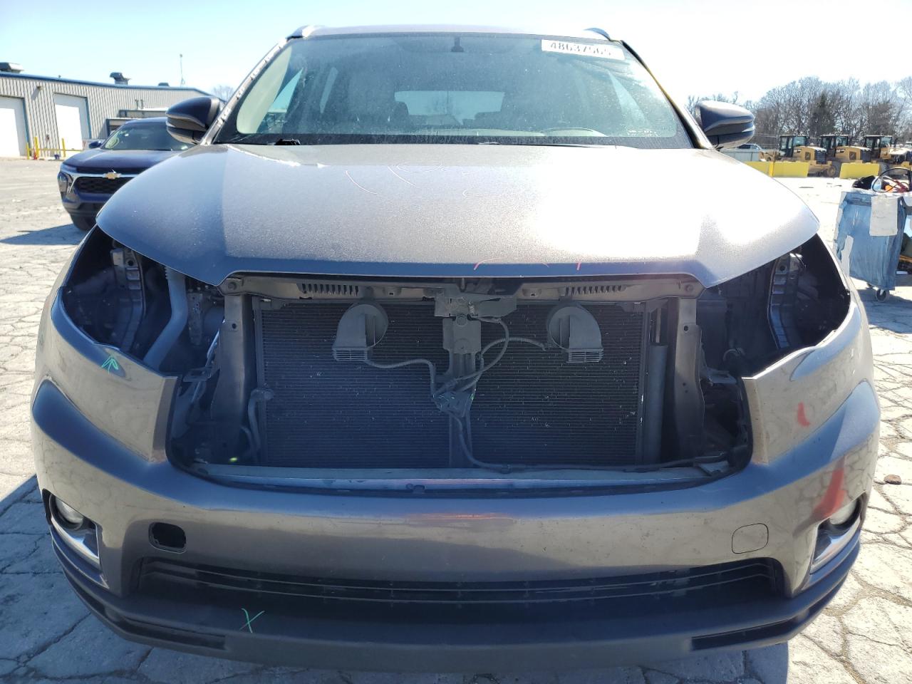 2015 Toyota Highlander VIN 5TDDKRFH3FS164300 Copart auction photo, front end / rejected repair damage thumbnail 5