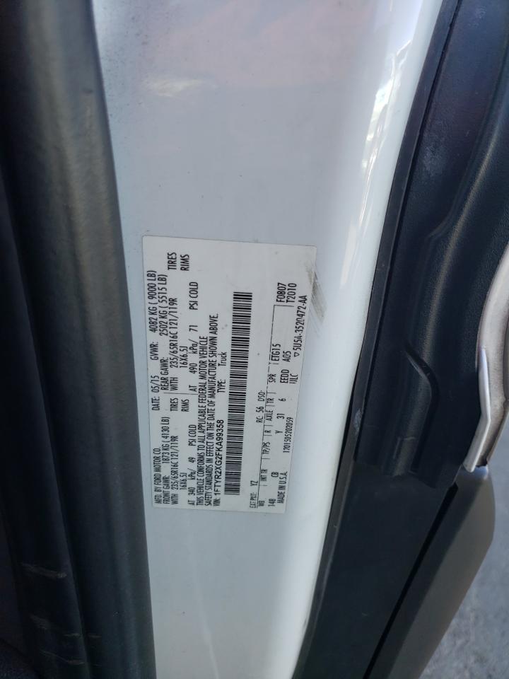 2015 Ford Transit VIN 1FTYR2XG2FKA99358 Copart auction photo, top/roof damage thumbnail 12