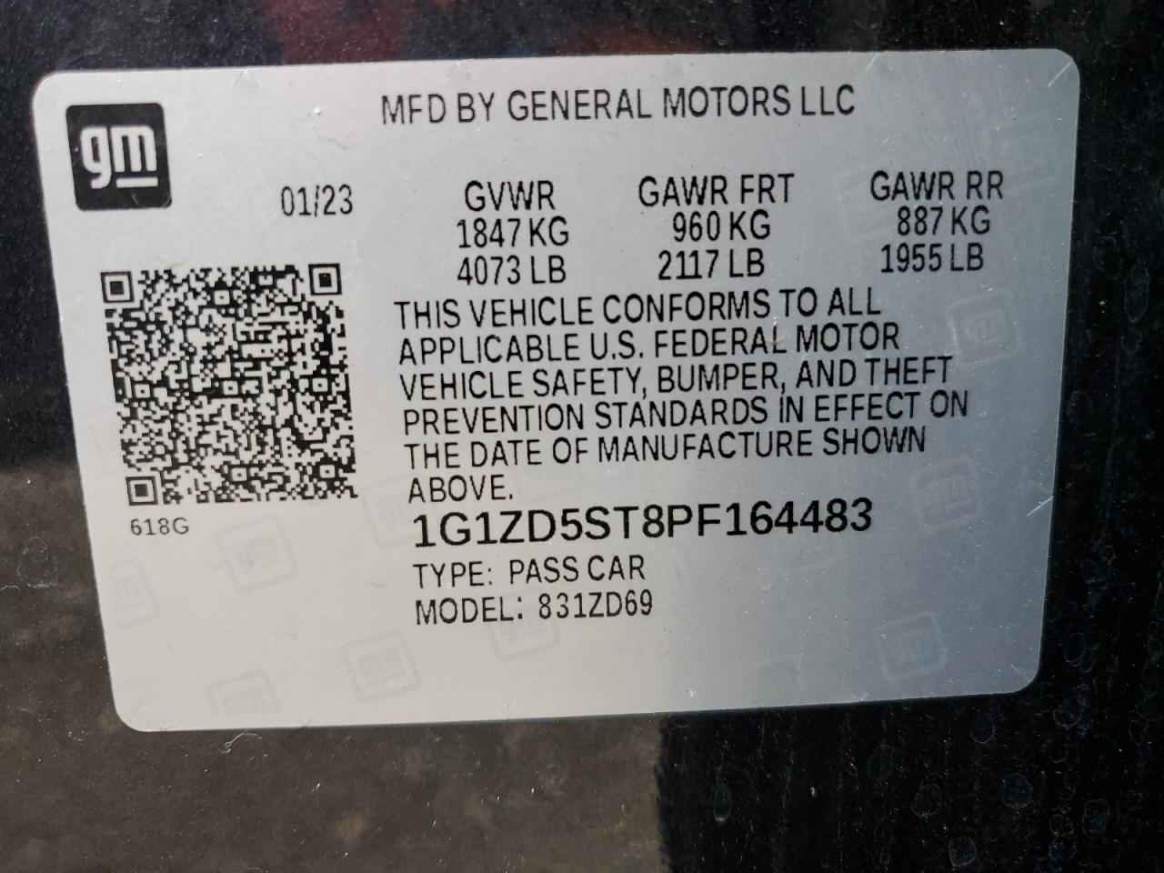 2023 Chevrolet Malibu VIN 1G1ZD5ST8PF164483 Copart auction photo, front end / side damage thumbnail 13