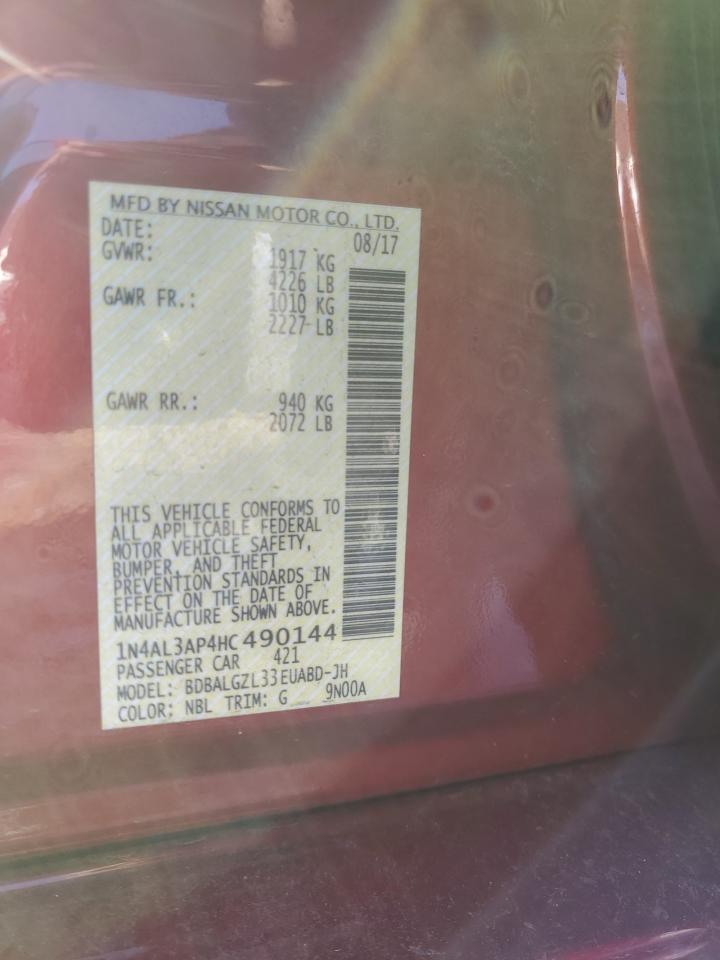 2017 Nissan Altima VIN 1N4AL3AP4HC490144 Copart auction photo, front end / minor dent/scratches damage thumbnail 14