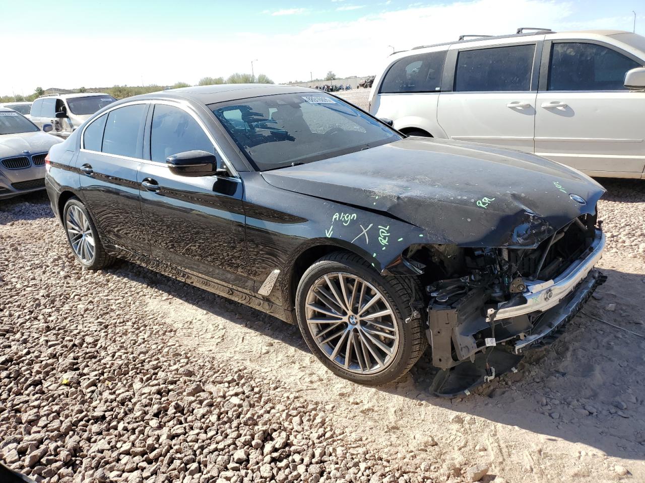 2020 BMW 5er VIN WBAJR3C00LWW66751 Copart auction photo, front end damage thumbnail 4