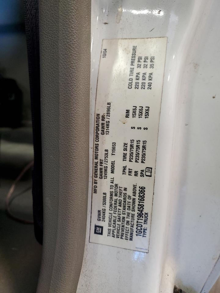 2005 Chevrolet Colorado VIN 1GCDT196458168366 Copart auction photo, front end damage thumbnail 12