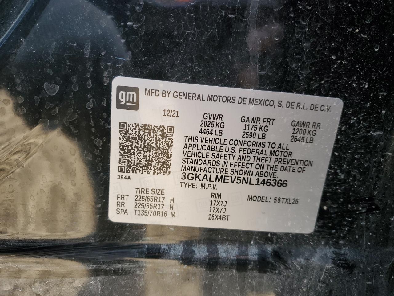 2022 GMC Terrain VIN 3GKALMEV5NL146366 Copart auction photo, front end damage thumbnail 15