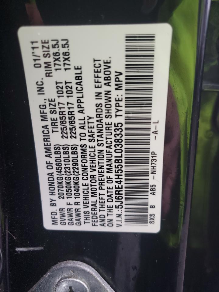 2011 Honda CR-V VIN 5J6RE4H55BL038335 Copart auction photo, front end / side damage thumbnail 13