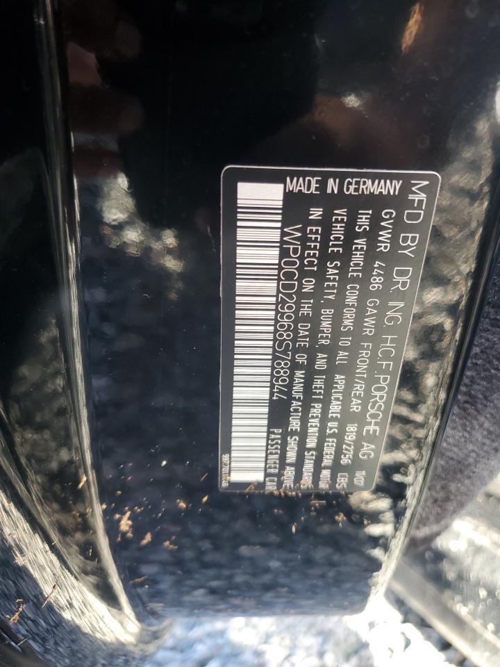2008 Porsche 911 VIN WP0CD29968S788944 Copart auction photo, water/flood damage thumbnail 13