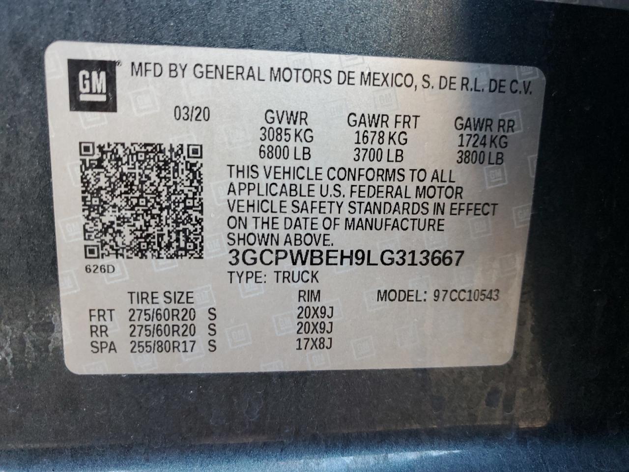 2020 Chevrolet Silverado VIN 3GCPWBEH9LG313667 Copart auction photo, front end damage thumbnail 12