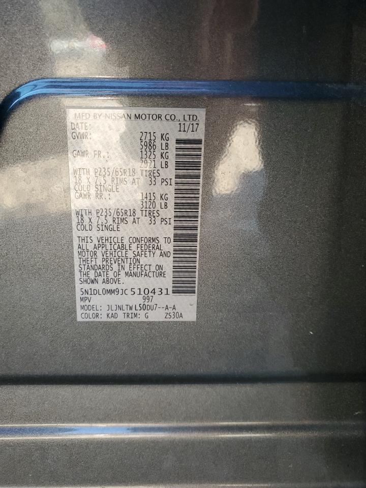 2018 Infiniti QX60 VIN 5N1DL0MM9JC510431 Copart auction photo, all over damage thumbnail 13