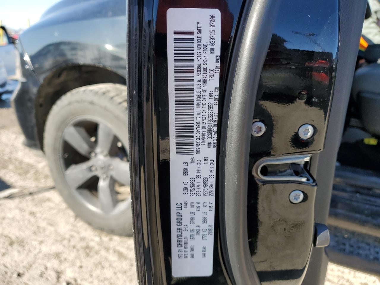 2014 RAM 1500 VIN 3C6RR6KT8EG237952 Copart auction photo, all over damage thumbnail 12