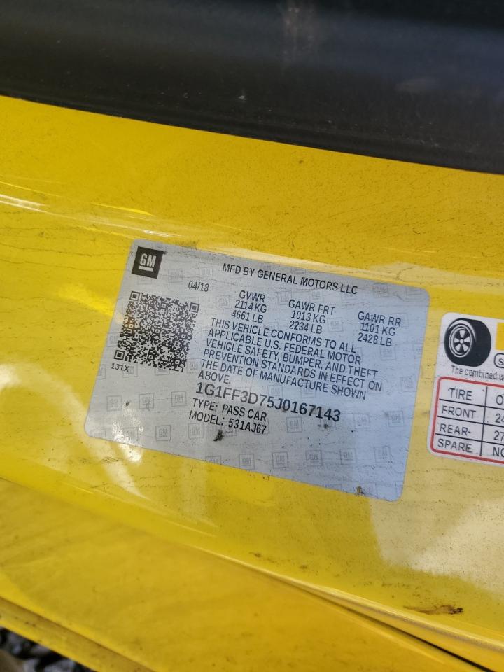 2018 Chevrolet Camaro VIN 1G1FF3D75J0167143 Copart auction photo, vandalism / side damage thumbnail 14