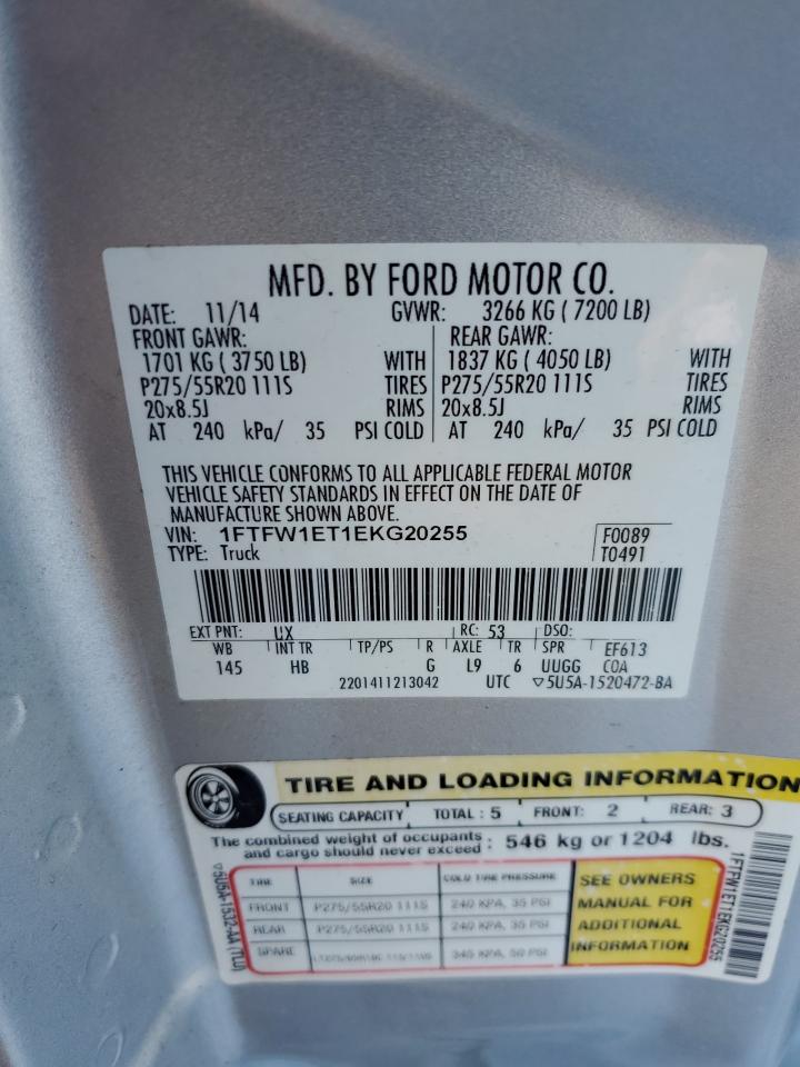 2014 Ford F-150 VIN 1FTFW1ET1EKG20255 Copart auction photo, rollover damage thumbnail 12
