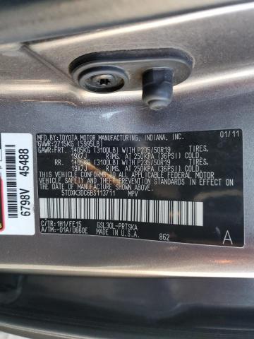 2011 Toyota Sienna VIN 5TDXK3DC6BS113711 Copart auction photo, side / rear end damage thumbnail 13