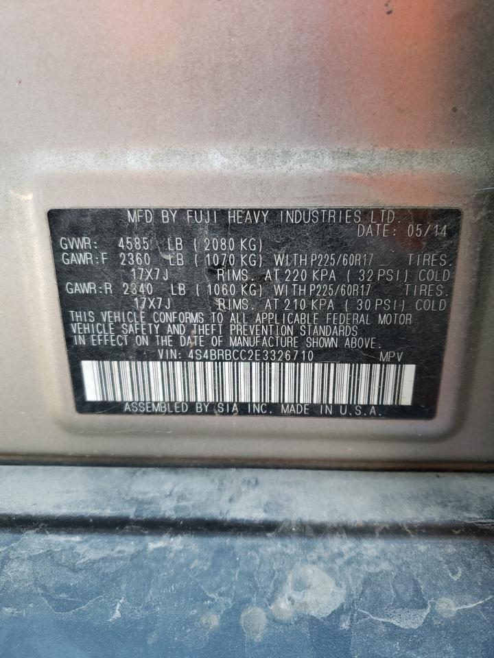 2014 Subaru Outback VIN 4S4BRBCC2E3326710 Copart auction photo, side / minor dent/scratches damage thumbnail 12