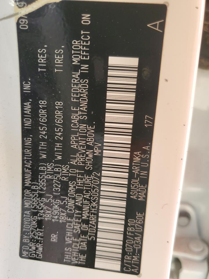 2019 Toyota Highlander VIN 5TDZARFH3KS057072 Copart auction photo, front end damage thumbnail 15