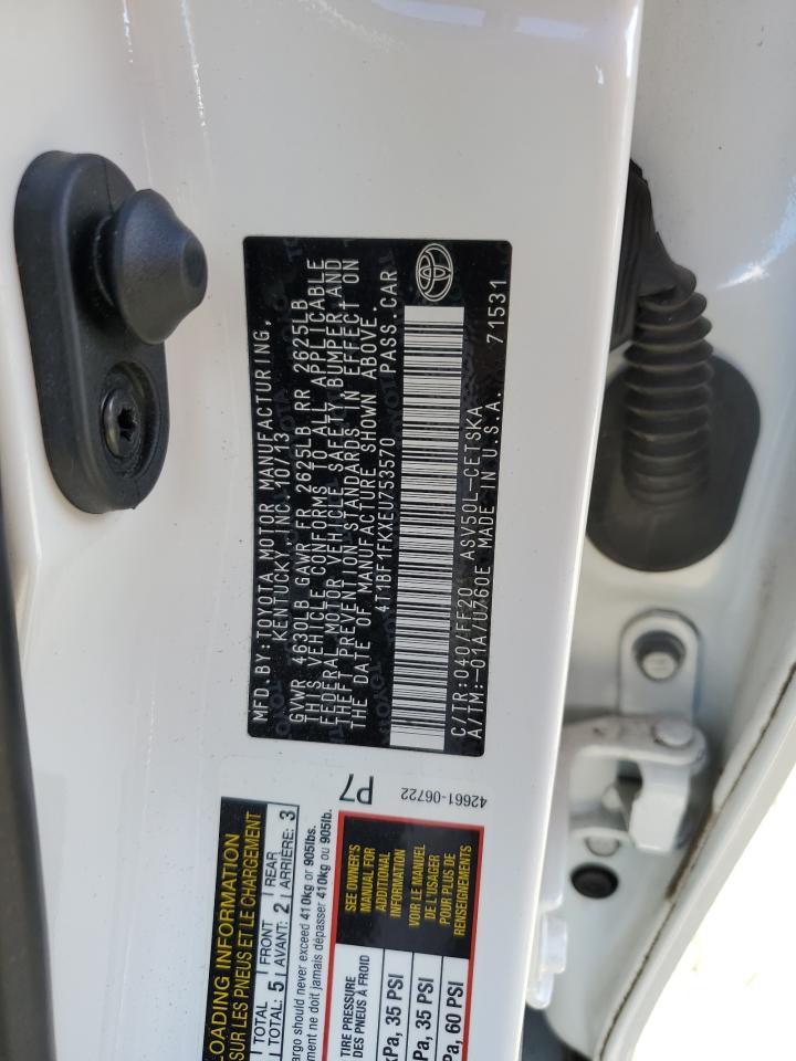 2014 Toyota Camry VIN 4T1BF1FKXEU753570 Copart auction photo, top/roof damage thumbnail 12