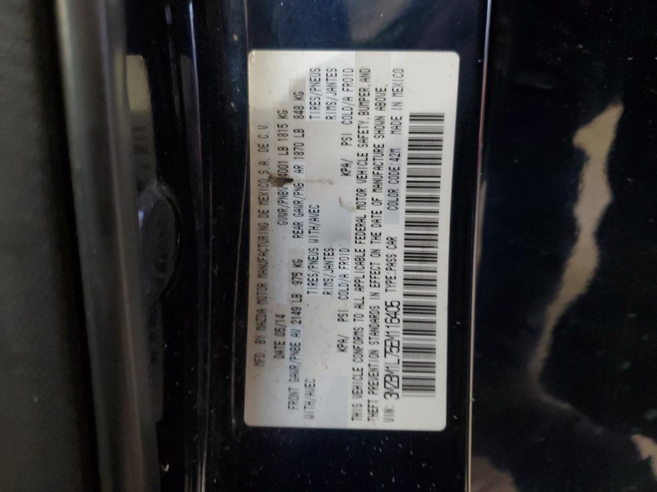 2014 Mazda 3 VIN 3MZBM1L75EM116405 Copart auction photo, rear end damage thumbnail 13