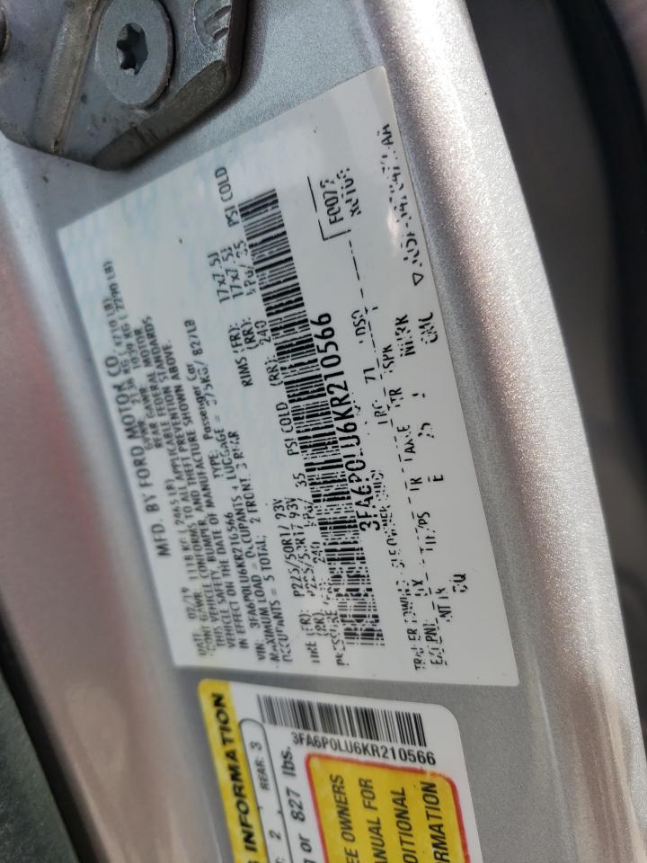 2019 Ford Fusion VIN 3FA6P0LU6KR210566 Copart auction photo, hail damage thumbnail 14