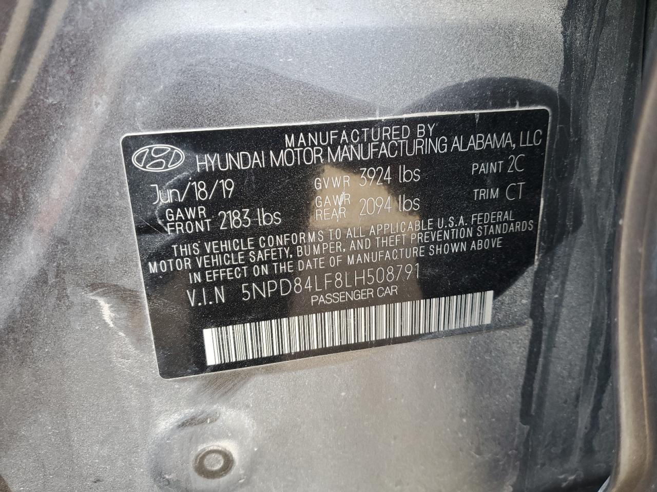2020 Hyundai Elantra VIN 5NPD84LF8LH508791 Copart auction photo, front end damage thumbnail 13