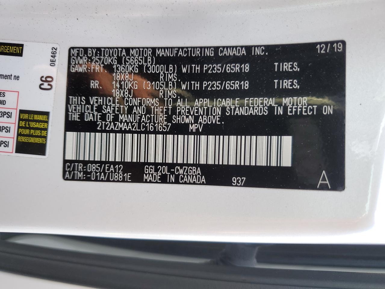 2020 Lexus RX VIN 2T2AZMAA2LC161657 Copart auction photo, undercarriage / front end damage thumbnail 14