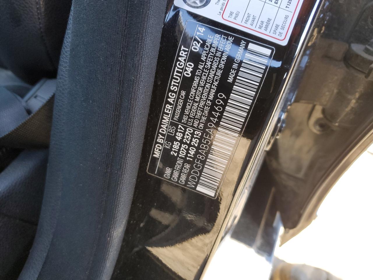 2014 Mercedes-Benz C-klasse VIN WDDGF8AB5EA944699 Copart auction photo, rear end damage thumbnail 12