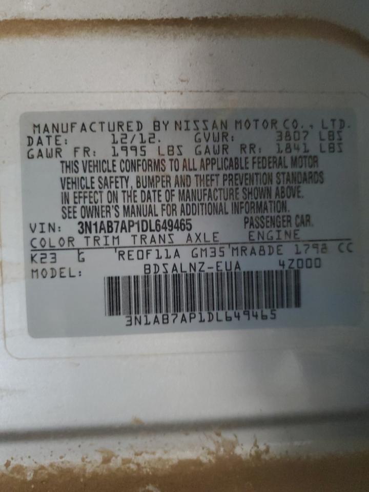 2013 Nissan Sentra VIN 3N1AB7AP1DL649465 Copart auction photo, minor dent/scratches damage thumbnail 12