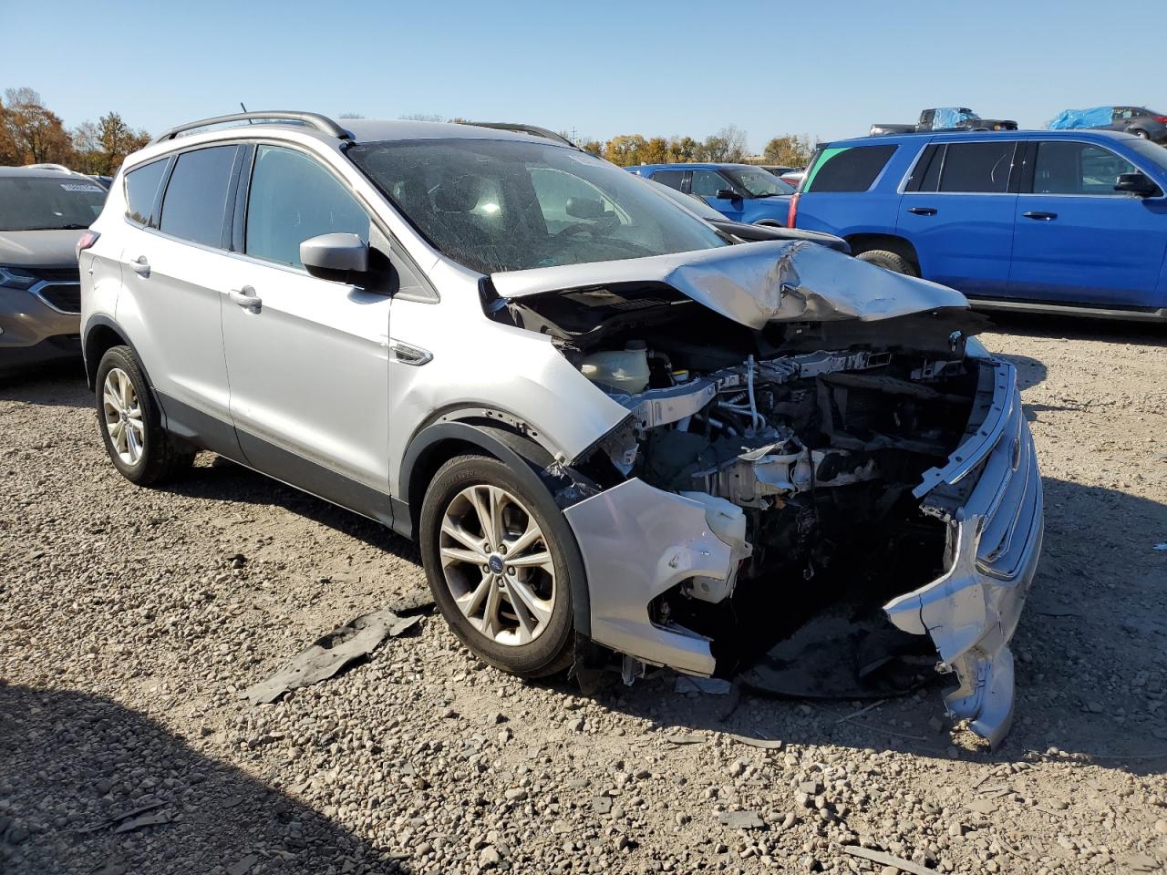 2018 Ford Escape VIN 1FMCU0GD7JUA52841 Copart auction photo, front end / side damage thumbnail 4