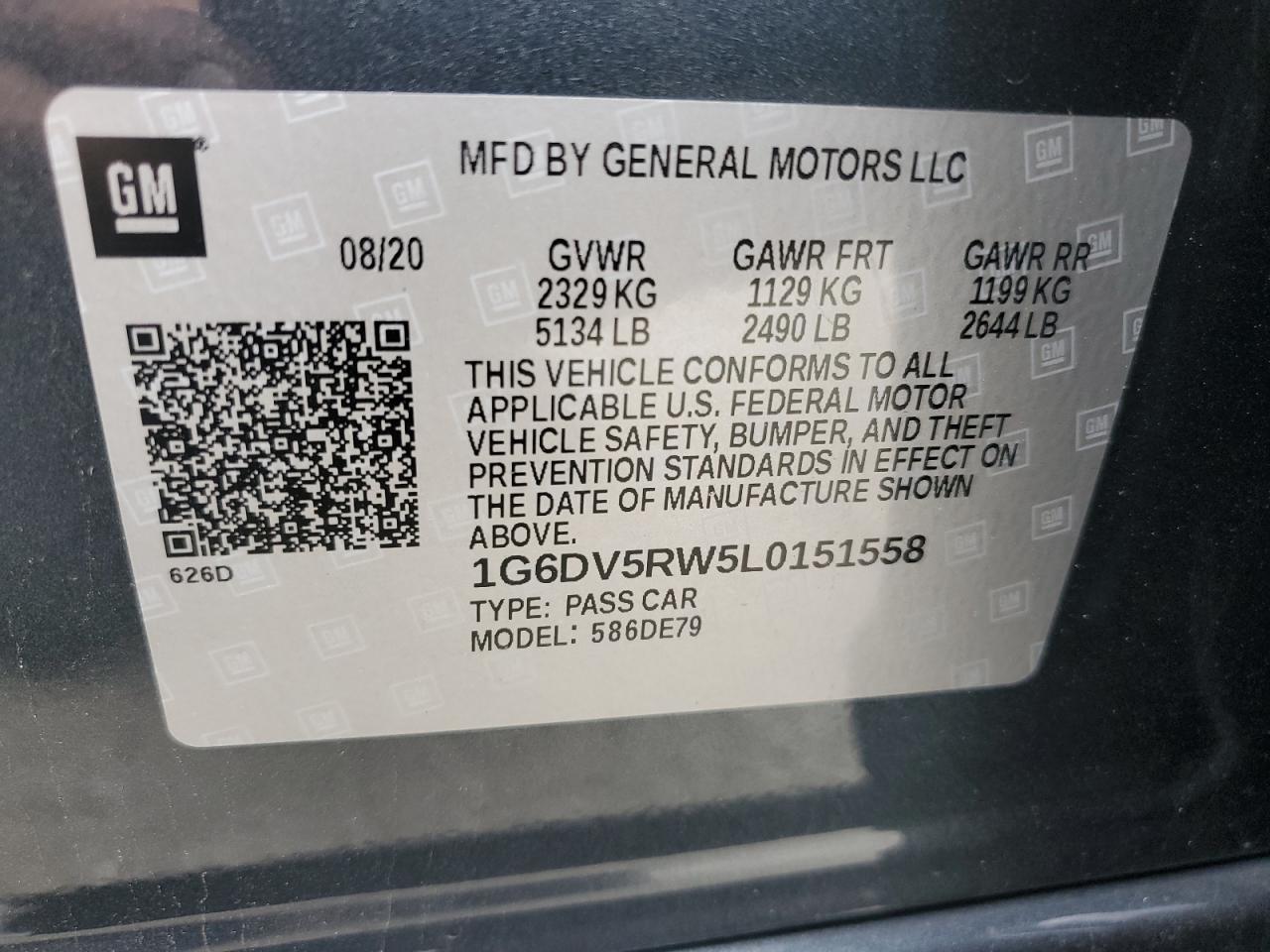 2020 Cadillac CT5 VIN 1G6DV5RW5L0151558 Copart auction photo, front end / rear end damage thumbnail 12