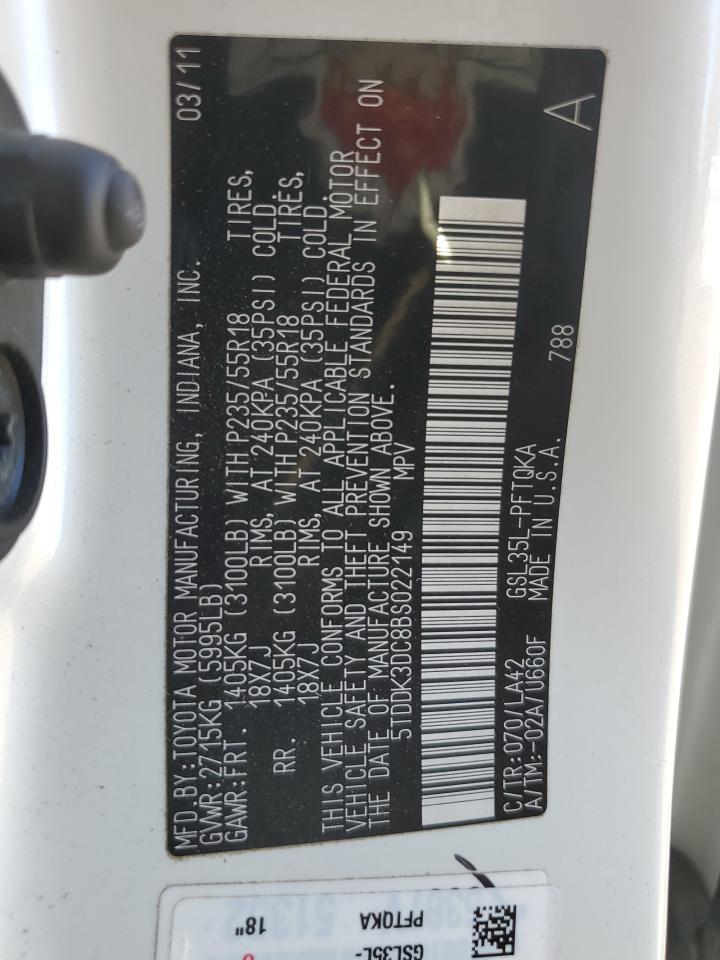 2011 Toyota Sienna VIN 5TDDK3DC8BS022149 Copart auction photo, front end / mechanical damage thumbnail 14