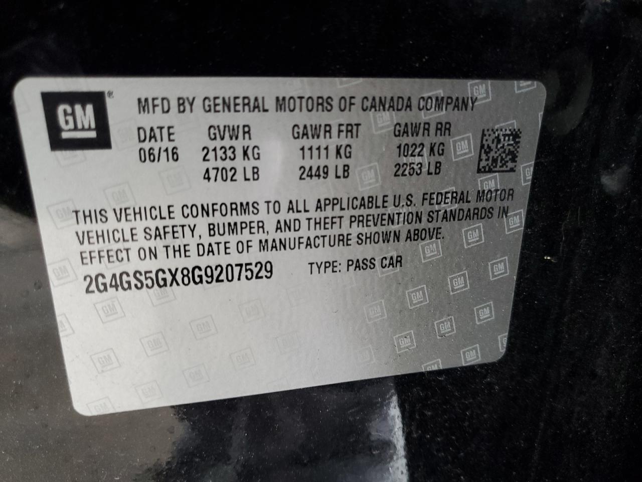 2016 Buick Regal VIN 2G4GS5GX8G9207529 Copart auction photo, water/flood / minor dent/scratches damage thumbnail 15