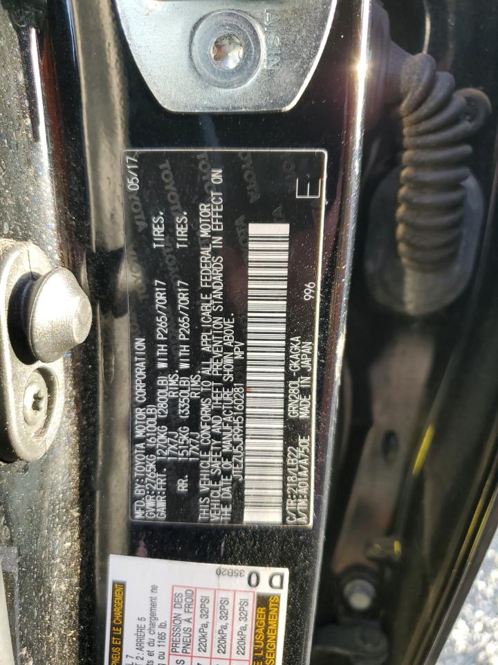 2017 Toyota 4Runner VIN JTEZU5JR9H5160281 Copart auction photo, front end damage thumbnail 13