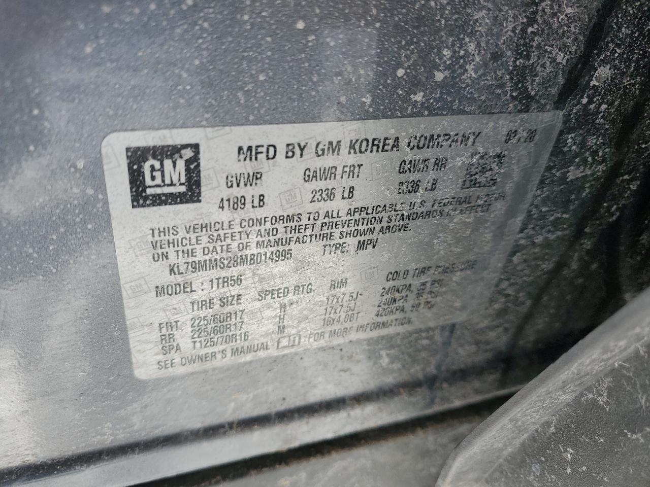 2021 Chevrolet TrailBlazer VIN KL79MMS28MB014995 Copart auction photo, rear end damage thumbnail 14