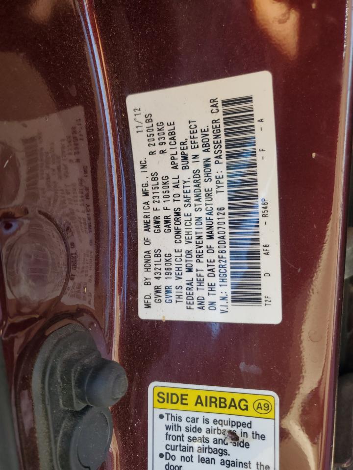 2013 Honda Accord VIN 1HGCR2F80DA070126 Copart auction photo, all over damage thumbnail 12