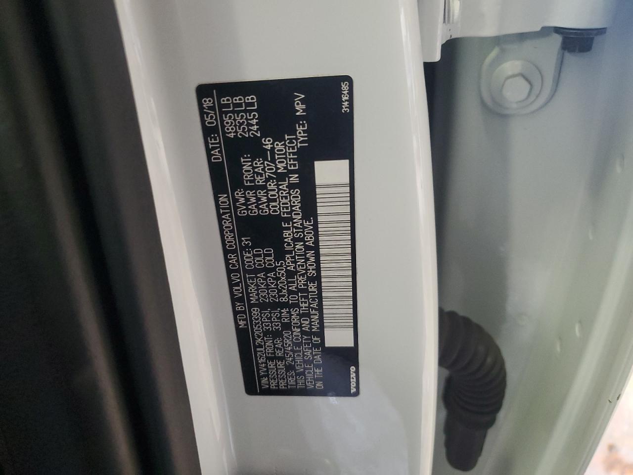 2019 Volvo XC40 VIN YV4162UL2K2053399 Copart auction photo, rear end / minor dent/scratches damage thumbnail 13