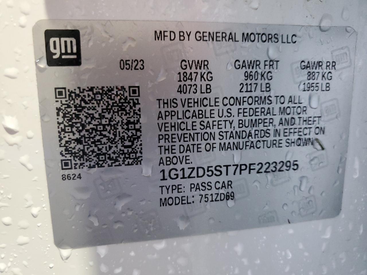 2023 Chevrolet Malibu VIN 1G1ZD5ST7PF223295 Copart auction photo, front end damage thumbnail 13