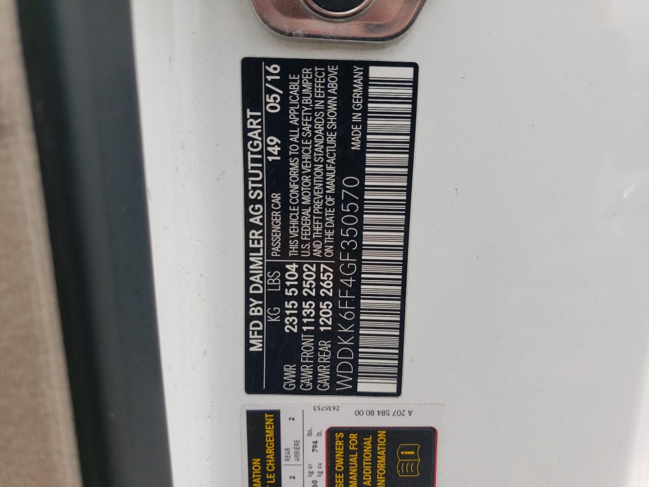 2016 Mercedes-Benz E-klasse VIN WDDKK6FF4GF350570 Copart auction photo, front end damage thumbnail 14