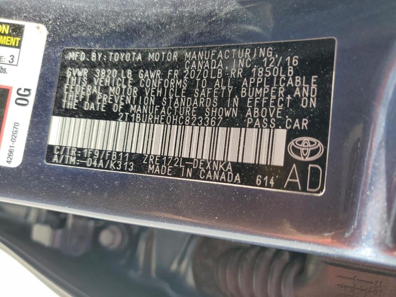 2017 Toyota Corolla VIN 2T1BURHE0HC823367 Copart auction photo, front end damage thumbnail 12
