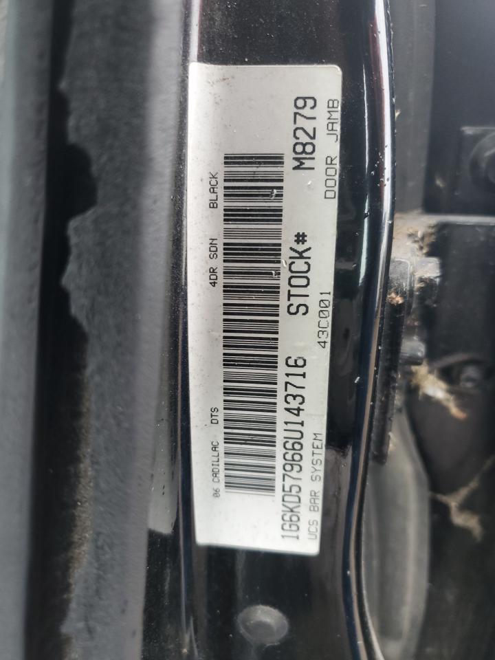 2006 Cadillac DTS VIN 1G6KD57966U143716 Copart auction photo, rear end / side damage thumbnail 14