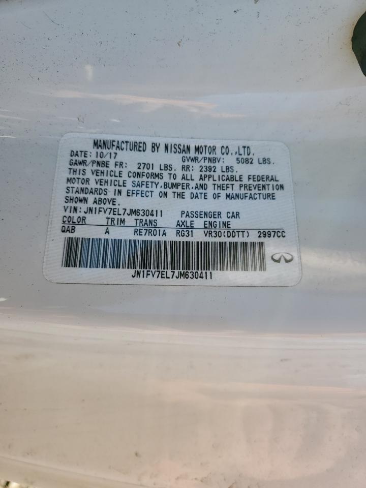 2018 Infiniti Q60 VIN JN1FV7EL7JM630411 Copart auction photo, front end / side damage thumbnail 13