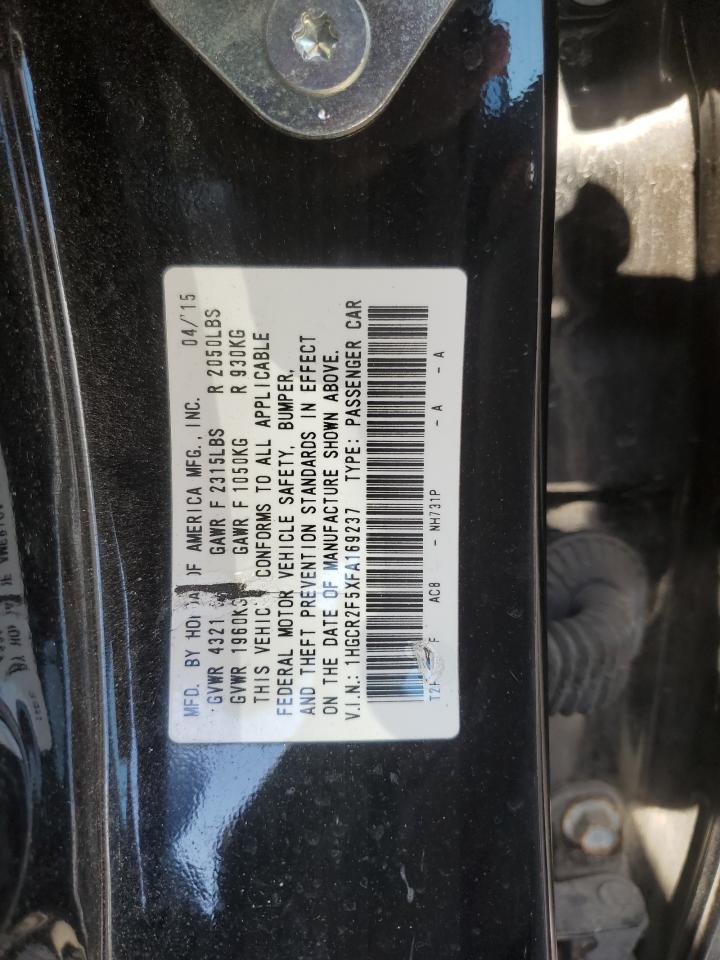 2015 Honda Accord VIN 1HGCR2F5XFA169237 Copart auction photo, rear end damage thumbnail 12