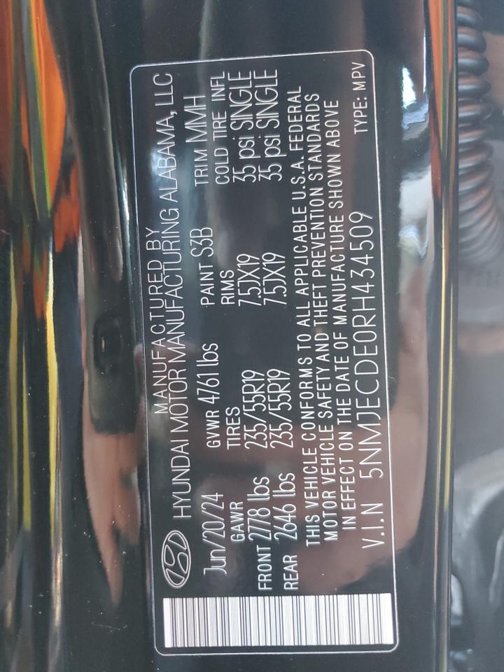 2024 Hyundai Tucson VIN 5NMJECDE0RH434509 Copart auction photo, vandalism damage thumbnail 12