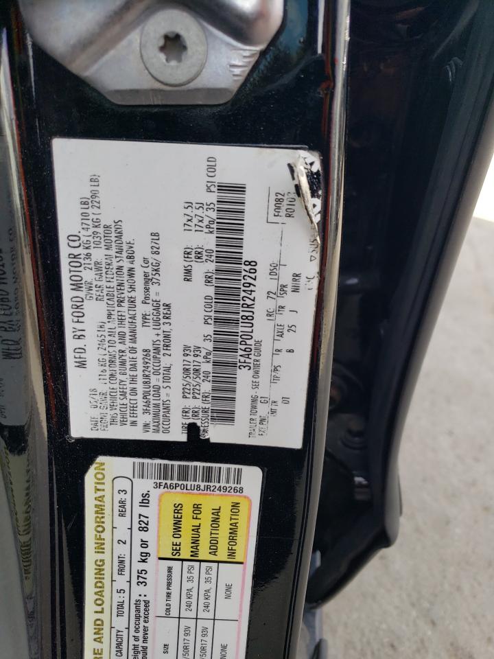 2018 Ford Fusion VIN 3FA6P0LU8JR249268 Copart auction photo, front end damage thumbnail 13