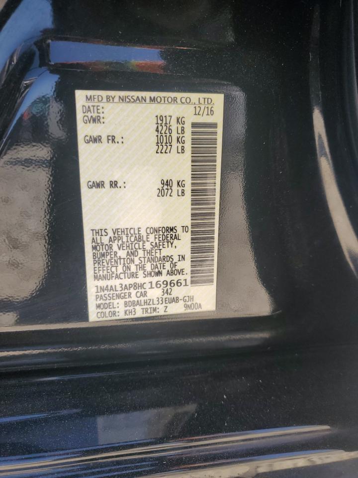 2017 Nissan Altima VIN 1N4AL3AP8HC169661 Copart auction photo, front end damage thumbnail 12