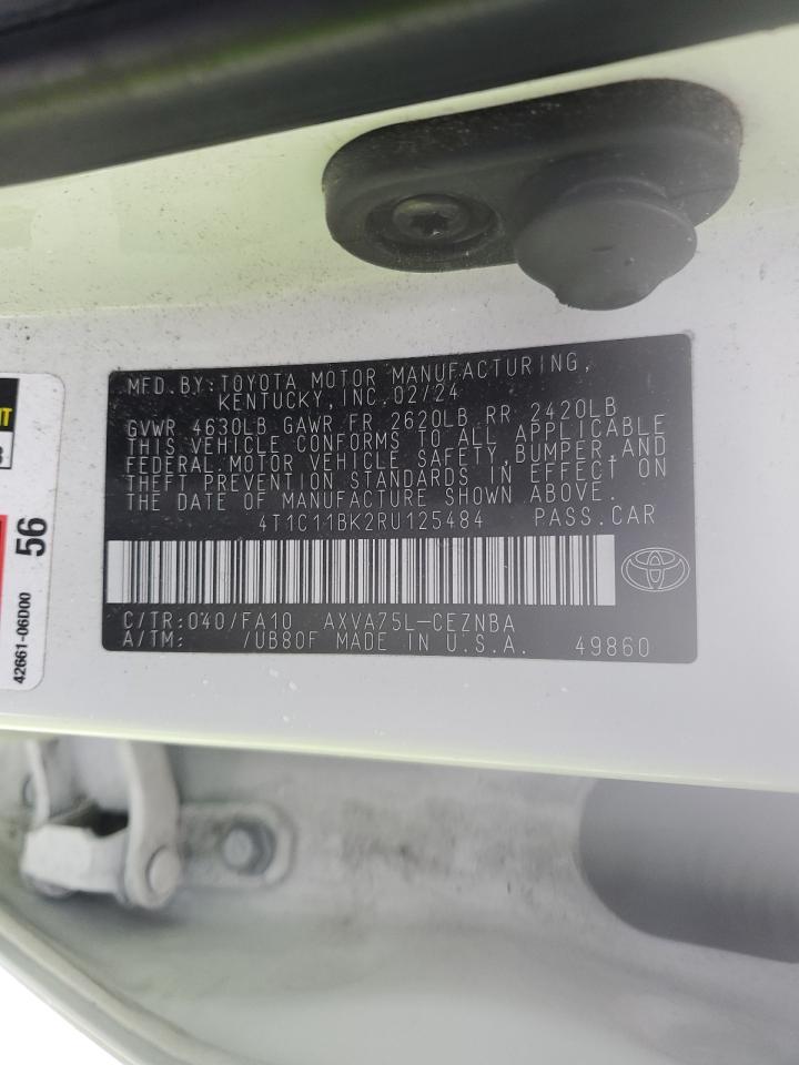 2024 Toyota Camry VIN 4T1C11BK2RU125484 Copart auction photo, front end damage thumbnail 12