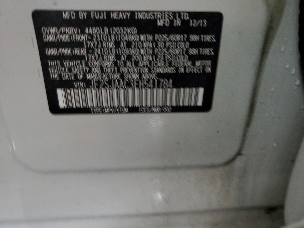 2014 Subaru Forester VIN JF2SJAAC3EH541784 Copart auction photo, front end damage thumbnail 13