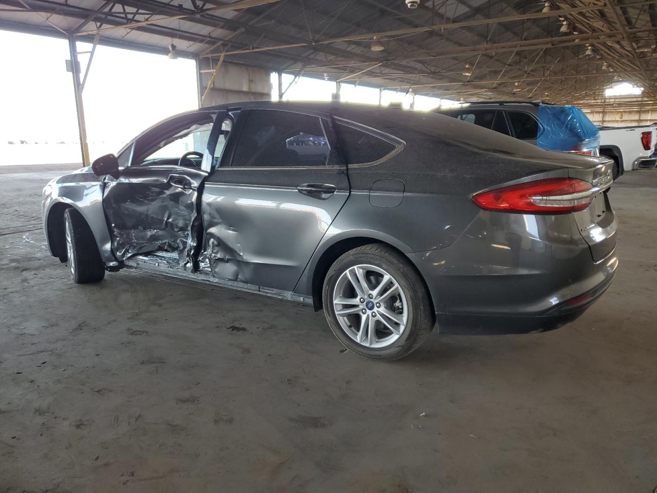 2018 Ford Fusion VIN 3FA6P0LUXJR256836 Copart auction photo, side damage thumbnail 2