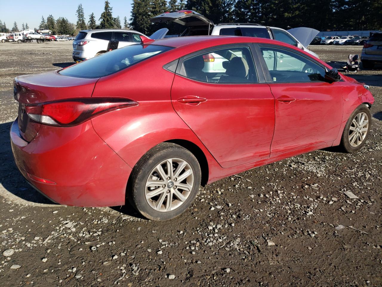 2015 Hyundai Elantra VIN KMHDH4AE7FU382939 Copart auction photo, front end / side damage thumbnail 3