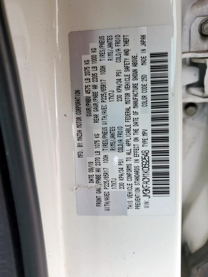 2019 Mazda CX-5 VIN JM3KFACM1K0692548 Copart auction photo, front end / side damage thumbnail 14